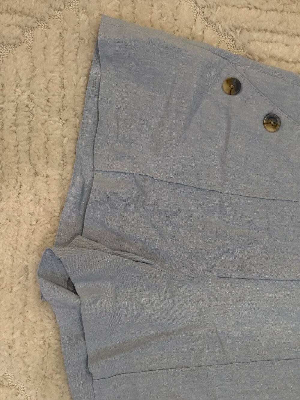 Veronica Beard High Rise Sailor Button Linen Blend Shorts Blue